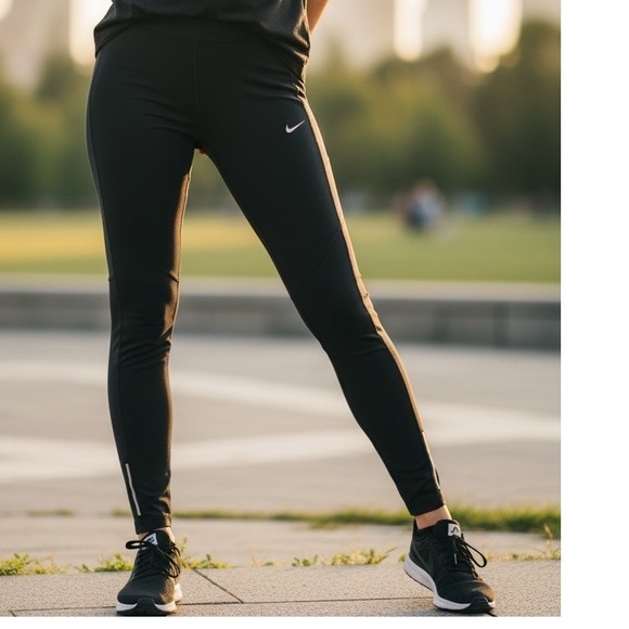 Nike Pants - Nike Women Running Tights Vent Ankle Zip Leggings  M Nike Running Nike L